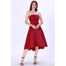 Elegant Simple A-Line Strapless Knee Length Satin Cocktail/ Holiday Dresses for women
