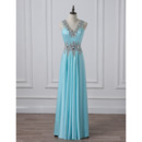 Gorgeous Shimmering Crystal Beaded Rhinestone Neckline Full Length Satin Evening/ Prom/ Formal Dresses