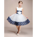 Custom Knee Length Color Block Tulle Flower Girl Dresses with Lace Trim and Hand Made Flower