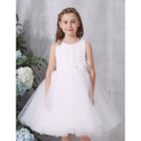 Cute Beaded Bodice Flower Girl Dresses with Feather and Handmade Flowers