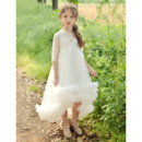Beautiful Half Sleeves High-Low Flower Girl Dresses with Bubble Skirt