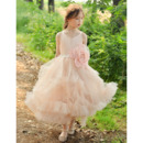 Pretty Ankle Length Tulle Flower Girl Dresses with Bubble Skirt with Layered Skirt