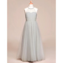 Simple Discount A-Line Full Length Pleated Tulle Flower Girl Dresses