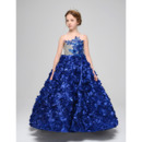 Beautiful A-Line Ankle Length Floral Skirt Little Girls Party Dresses with Sequined Bodice