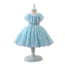 Adorable Simple Ruffled Neckline Knee Length Pleated Lace Little Girls Easter Dresses