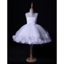 Charming Ball Gown Mini/ Short Tulle Flower Girl Dresses with Feather Bottom and Flowers