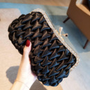 Fashionable Silk Pleated Black Evening Party Handbags/ Purses/ Clutches