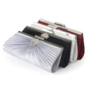 Elegant Pleated Silk Crystal Wedding Party Evening Handbags/ Purses/ Clutches