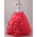 Gorgeous Crystal Beading Ball Gown Prom/ Quinceanera Dress with Detachable Ruffled Tiered Skirts
