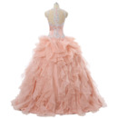Delicate Beading Ball Gown Sweetheart Floor Length Prom/ Quinceanera Dresses with Dramatic Illusion Back