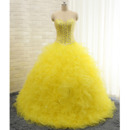 Gorgeous Crystal Beading Ball Gown Sweetheart Full Length Prom/ Quinceanera Dress with Ruffles Galore