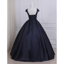 Custom Beaded Appliques Ball Gown V-Neck Full Length Prom/ Quinceanera Dresses with Slight Cap Sleeves