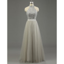 Gorgeous Shimmering Beaded Halter Full Length Tulle Prom/ Party/ Formal Dresses