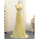 Sexy Gorgeous Crystal Beading One Shoulder Long Length Chiffon Prom/ Formal Dresses for Women