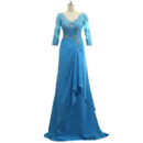 Luxury Beaded Appliques Chiffon Mother Groom Dresses with 3/4 Long Sleeves
