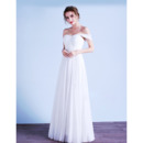 Discount Simple Off-the-shoulder Pleated Chiffon Wedding Dresses