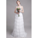 Attractive Slender Straps Lace Wedding Dresses with Daring Low Back and Tiered Skirt