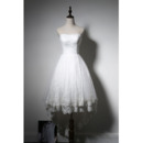 Perfect Strapless Hi-low Hemline Tulle Over Lace Wedding Dresses with Layered Skirt