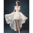Modern and Romantic Illusion Bodice Off-the-shoulder High-Low Organza Wedding Dresses