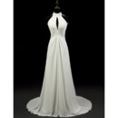 Beautiful Pleated Bust Empire Chiffon Wedding Dresses with Beading Crystal Embellished Neckline and Waist