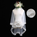 2 Layers Fingertip-Length Tulle with Lace Wedding Veils