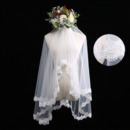 2 Layers Fingertip-Length Tulle with Lace Wedding Veils