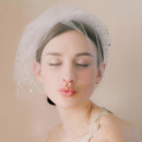1 Layer Blusher Tulle with Beading Wedding Veils