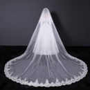 1 Layer Cathedral-Length Tulle with Lace Appliques Wedding Veils