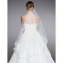 2 Layers Floor-Length Tulle with Lace Appliques Wedding Veils