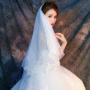 2 Layers Fingertip-Length Tulle with Lace Appliques White Wedding Veils