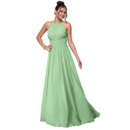 Discount A-Line Spaghetti Strap Full Length Pleated Chiffon Bridesmaid/ Party Dresses