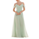 Elegance Exposed-Shoulder Ruched Bodice Full Length Chiffon Bridesmaid Dresses