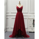 Discount Spaghetti Straps Pleated Tulle Evening Dresses with Asymmetrical High-Low Skirt