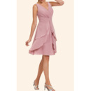 Simple A-Line V-Neck Chiffon Layered Skirt Homecoming Dresses with Split-front Overlay