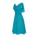 Elegant A-Line Draped Scoop Neckline Knee Length Chiffon Mother Dresses with Slimming Ruching Waist