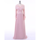Fashionable Long Chiffon Plus Size Mother Dress with Lace Crystal Open-front Jacket