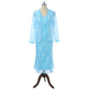 Elegant V-Neck Tea Length Lace Mother Dresses with Godet Hem Detail and Open-front Jacket