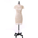 Affordable Column Double V-Neck Lace Mother Dress with Short Cap Sleeves