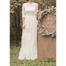 Vintage-inspired and Romantic Illusion Neckline Lace Wedding Dresses with Half Sleeves 