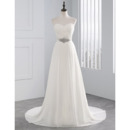 Elegance Sweetheart Ivory Chiffon Wedding Dresses with Criss Cross Bust and Crystal Waist