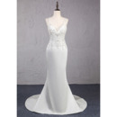 Shimmering and Sexy Crystal Beading Satin Wedding Dresses with Open Back and Beaded Fringe
