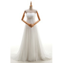 Empire Strapless Chiffon Wedding Dresses with Floral Beaded Waist