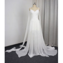 Stylish Spaghetti Straps Chiffon Over Lace Wedding Dresses with Layered Split Skirt