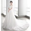 Chic & Simple A-line Ruched Bodice Organza Wedding Dresses with Train