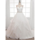 Gorgeous Ball Gown Organza Wedding Dresses with Crystal Belt