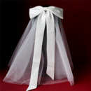 Perfectly Satin Bow Short Holy Communion Flower Girl Tiara Headpiece with Comb Veil