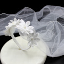 Romantic Floral Pearl Detailing Holy Communion Flower Girl Tiara Headpiece with Comb Veil 