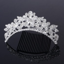 Pretty Crystal Floral and Leaf-inspired Silver First Communion Flower Girl Tiara Comb