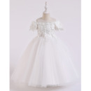 Beautiful Off-The-Shoulder First Holy Communion Dresses with Floral Applique Bodice