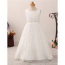 Pretty A-line Lace Flower Girl Dresses with Crystal Beading Waist